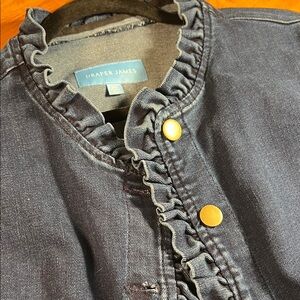 Draper James Dark Denim Jacket with Gold Button Accents